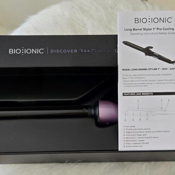 BIO IONIC Long Barrel Styler, 1" Curling Iron w/Moisture Heat Technology- NEW! - Picture 3 of 8